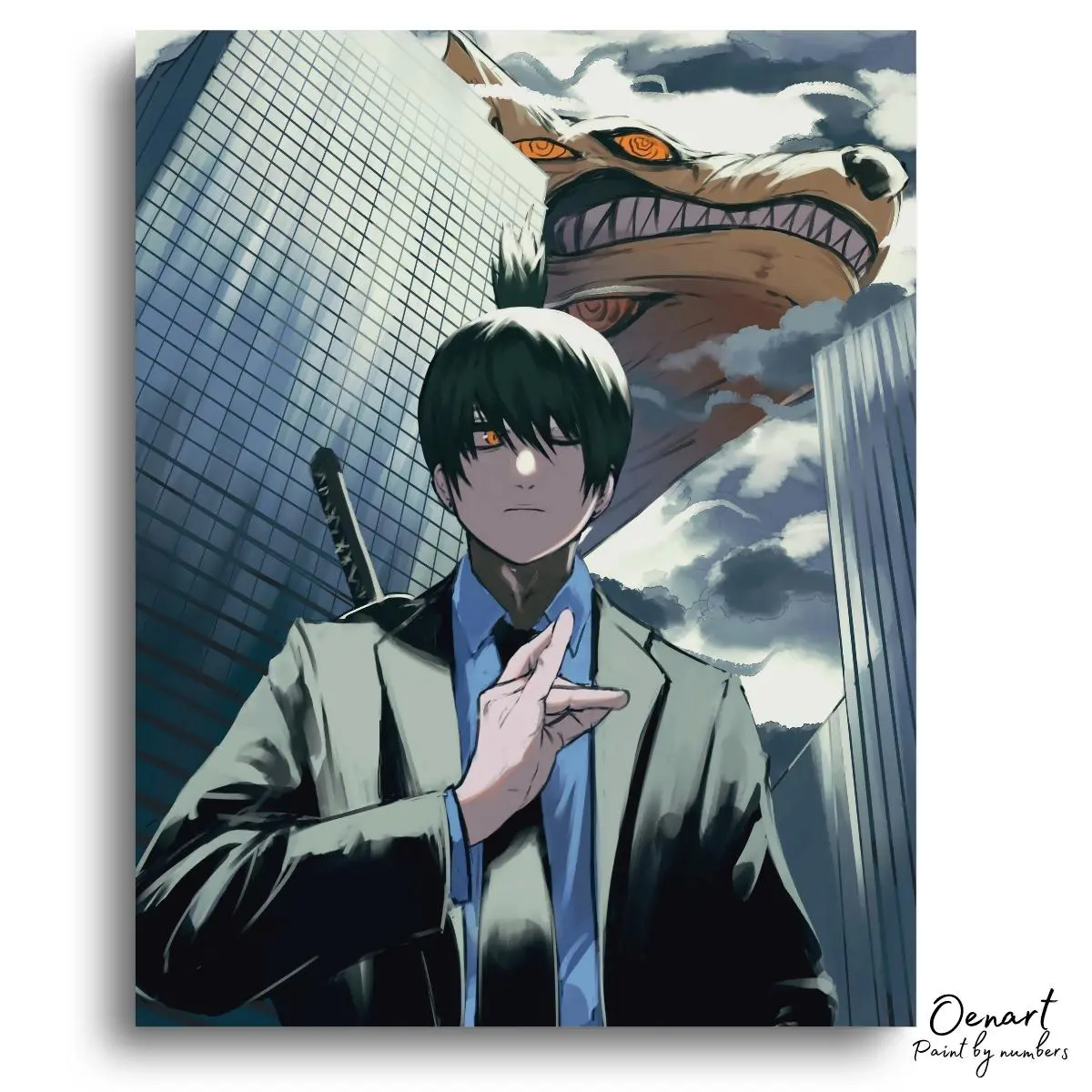 Chainsaw Man: Aki and Kon - Anime Diamond Painting - Oenart™