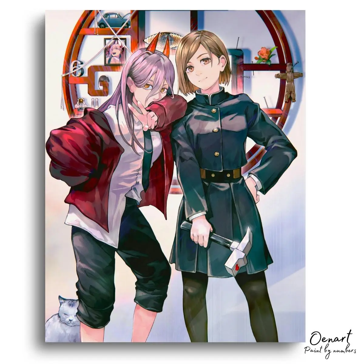 Chainsaw Man: Power & Nobara - Anime Diamond Painting - Oenart™