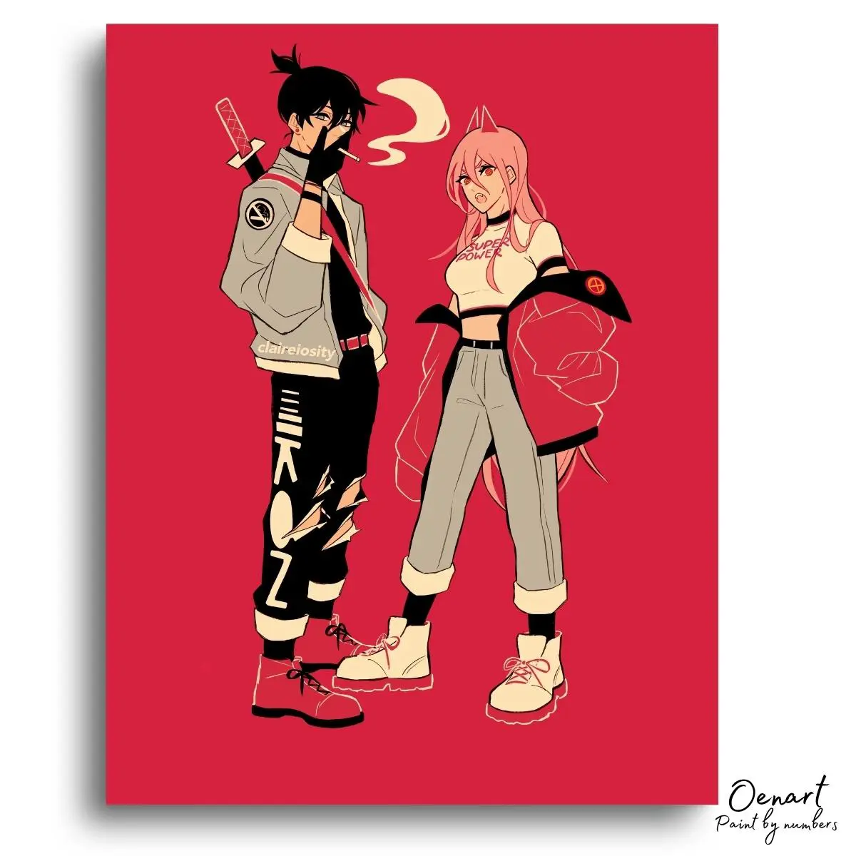 Chainsaw Man: Red Paint - Anime Diamond Painting - Oenart™