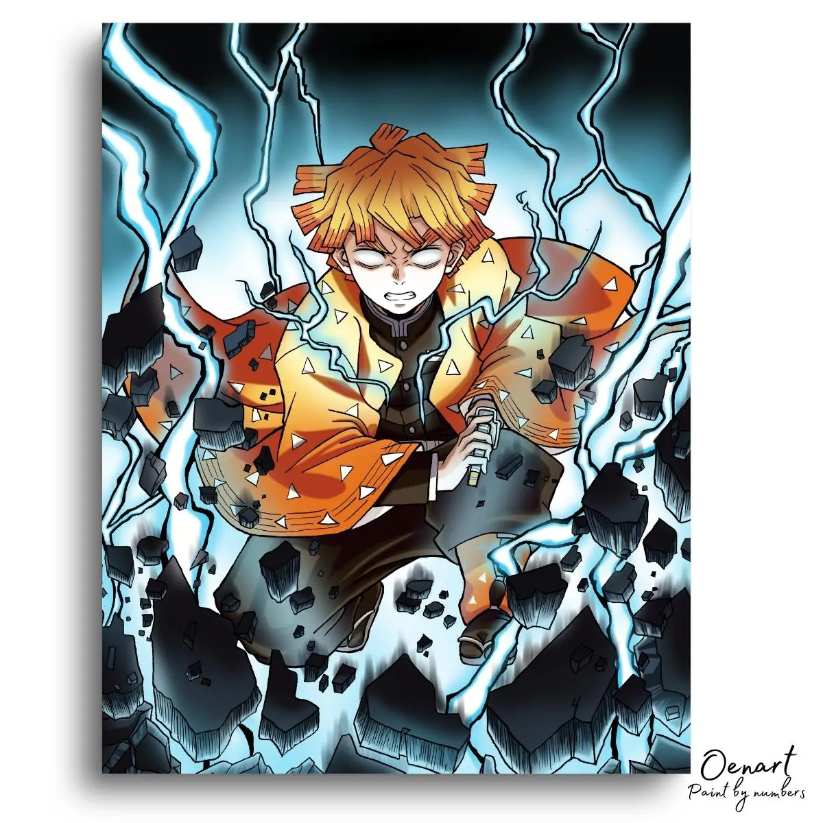 Demon Slayer: Blue Thunder - Anime Diamond Painting - Oenart™