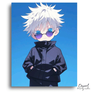 Cool White Haired Chibi - Paint By Numbers Kit