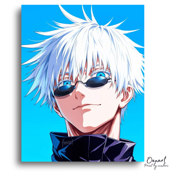 Silver Hair Blue Glasses - Paint By Numbers Kit