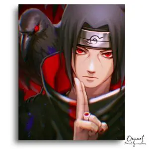 Red Eyes Ninja Crow Art - Paint By Numbers Kit