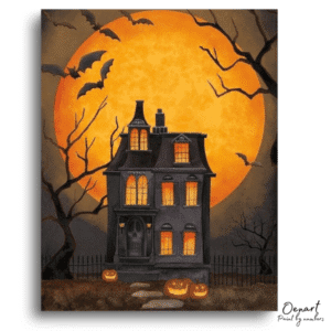 Eerie Moonlit Mansion Escape - Paint By Numbers Kit