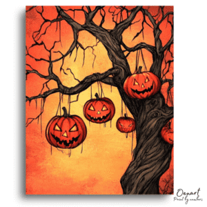 Spooky Pumpkin Twilight Scene - Paint By Numbers Kit