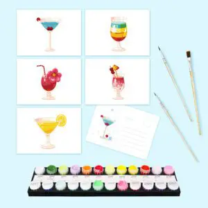Cocktail Postcards – Mini Paint By Numbers Set