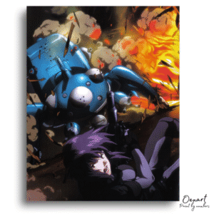 Purple Robot Fire Explosion - Paint By Numbers Kit