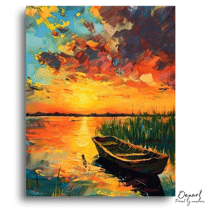 Radiant Lake Sunset Serenity - Paint By Numbers Kit