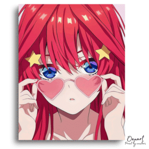 Red Hair Heart Glasses - Paint By Numbers Kit