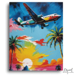 Vivid Tropical Sunset Takeoff - Paint By Numbers Kit