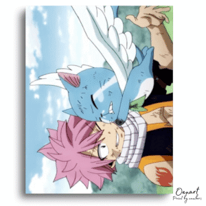 Pink Hair Blue Cat Sky - Paint By Numbers Kit