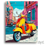 Vibrant Retro Scooter Escape - Paint By Numbers Kit