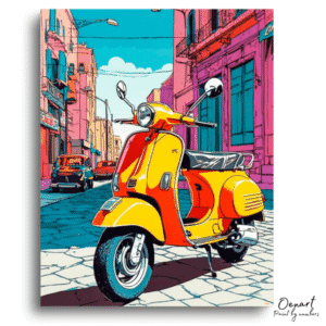 Vibrant Retro Scooter Escape - Paint By Numbers Kit