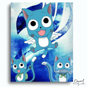 Blue Cat Whimsical Art - Paint By Numbers Kit