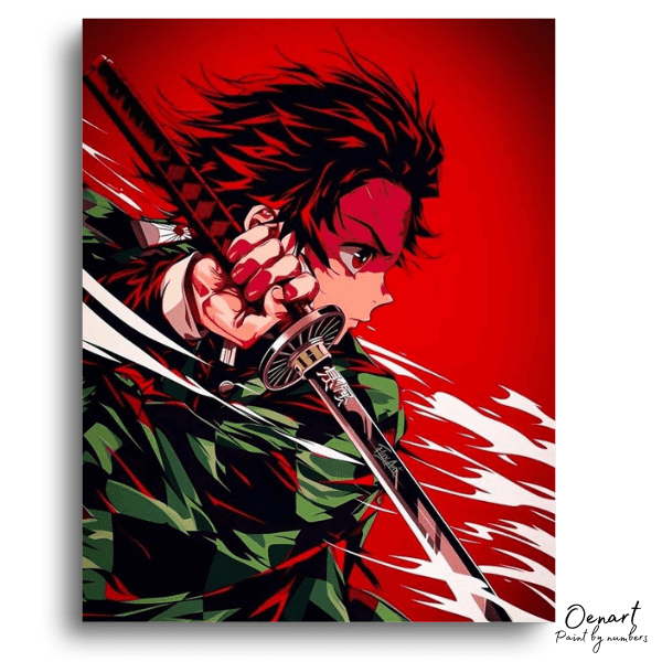 Red Blade Warrior Art - Paint By Numbers Kit