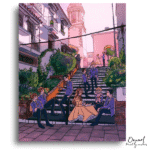 Sunny Steps City Scene - Paint By Numbers Kit