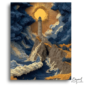Majestic Lighthouse Storm Glow - Paint By Numbers Kit