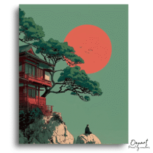 Serene Temple Sunset Retreat - Paint By Numbers Kit