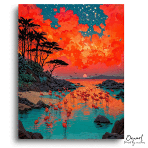 Radiant Flamingo Sunset Escape - Paint By Numbers Kit