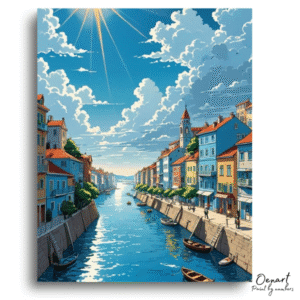Radiant Harbor Waterfront Escape - Paint By Numbers Kit