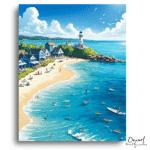 Sunny Coastal Village Serenity - Paint By Numbers Kit