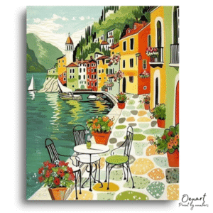 Lively Riviera Terrace Retreat - Paint By Numbers Kit