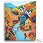 Charming Autumn Village Escape - Paint By Numbers Kit