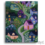 Whimsical Cottage Twilight Lane - Paint By Numbers Kit