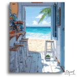 Sunny Seaside Cafe Escape - Paint By Numbers Kit
