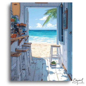 Sunny Seaside Cafe Escape - Paint By Numbers Kit