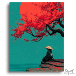 Tranquil Crimson Moon Reflection - Paint By Numbers Kit