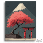 Serene Fuji Blossom Gateway - Paint By Numbers Kit