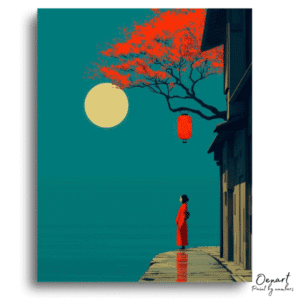 Tranquil Moonlit Waterfront Scene - Paint By Numbers Kit