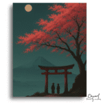 Tranquil Fuji Moonlit Silhouettes - Paint By Numbers Kit