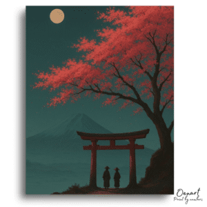 Tranquil Fuji Moonlit Silhouettes - Paint By Numbers Kit
