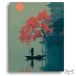 Serene Sakura Lake Sunset - Paint By Numbers Kit