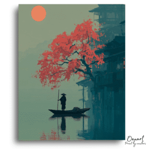 Serene Sakura Lake Sunset - Paint By Numbers Kit