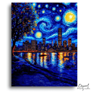 Vivid Urban Nightscape Glow - Paint By Numbers Kit