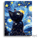Whimsical Starry Cat Dream - Paint By Numbers Kit