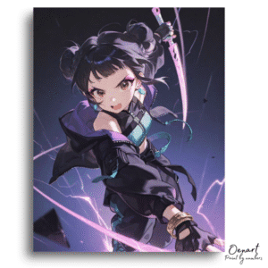 Dynamic Hero Purple Energy - Paint By Numbers Kit