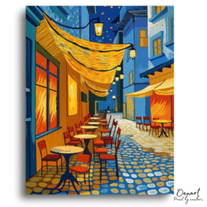 Vivid Café Street Twilight - Paint By Numbers Kit