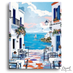 Sunlit Coastal Café Escape - Paint By Numbers Kit