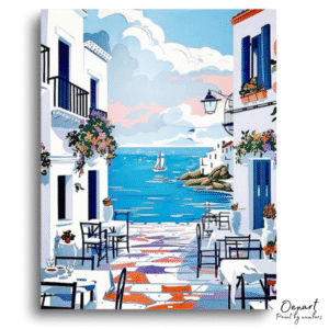 Sunlit Coastal Café Escape - Paint By Numbers Kit