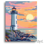 Radiant Coastal Lighthouse Sunset - Paint By Numbers Kit