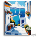 Sunlit Aegean Harbor Escape - Paint By Numbers Kit