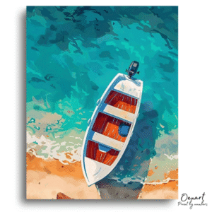 Serene Coastal Boat Retreat - Paint By Numbers Kit