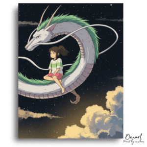 Flying Girl Dragon Night - Paint By Numbers Kit