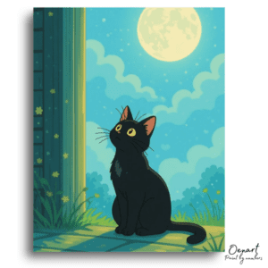 Black Cat's Moonlit Night - Paint by Numbers Kit