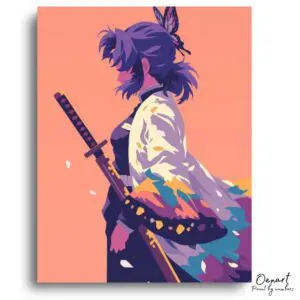 Butterfly Swordswoman in Sunset - Paint by Numbers Kit