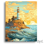 Coastal Lighthouse Sunset Glow - Paint by Numbers Kit